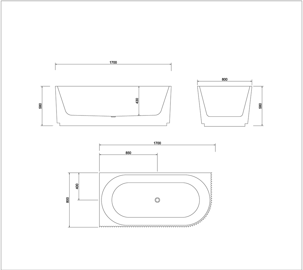 Genova Left Corner Bathtub - Hera Bathware1500mmGloss White