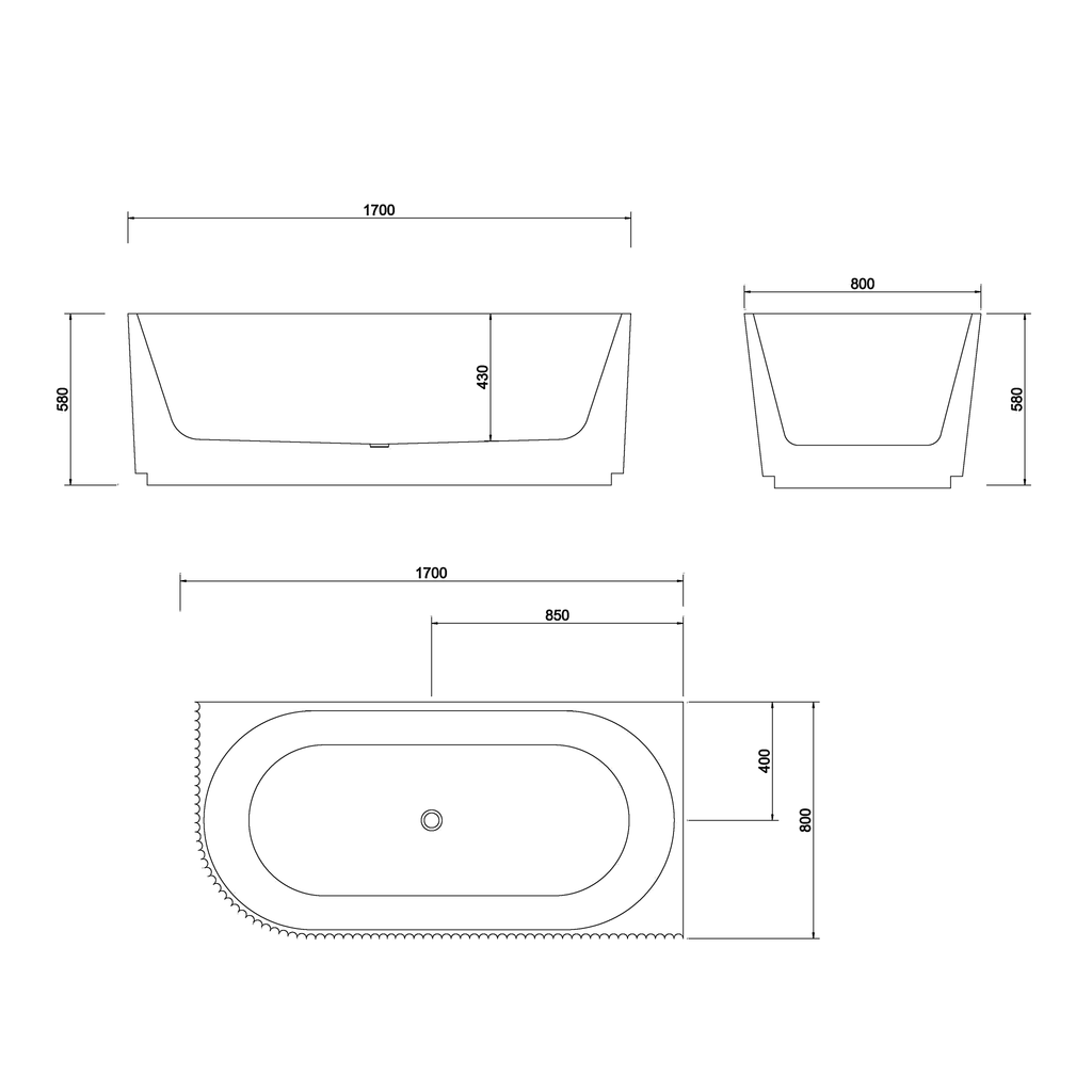 Genova Right Corner Bathtub - Hera Bathware1500mmGloss White