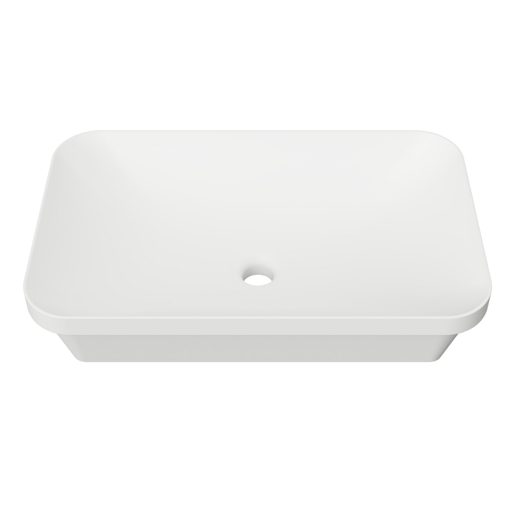 George Inset White Ceramic Basin 600mm - Hera BathwareMatte White
