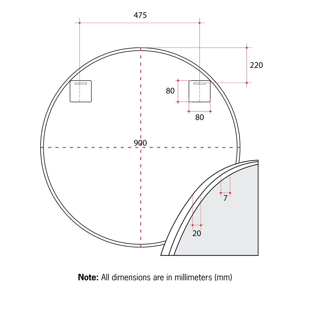 Georgia Round Black Framed Mirror 600/900mm | Thermogroup - Hera Bathware X Thermogroup GR6060W | 600mmMatte White