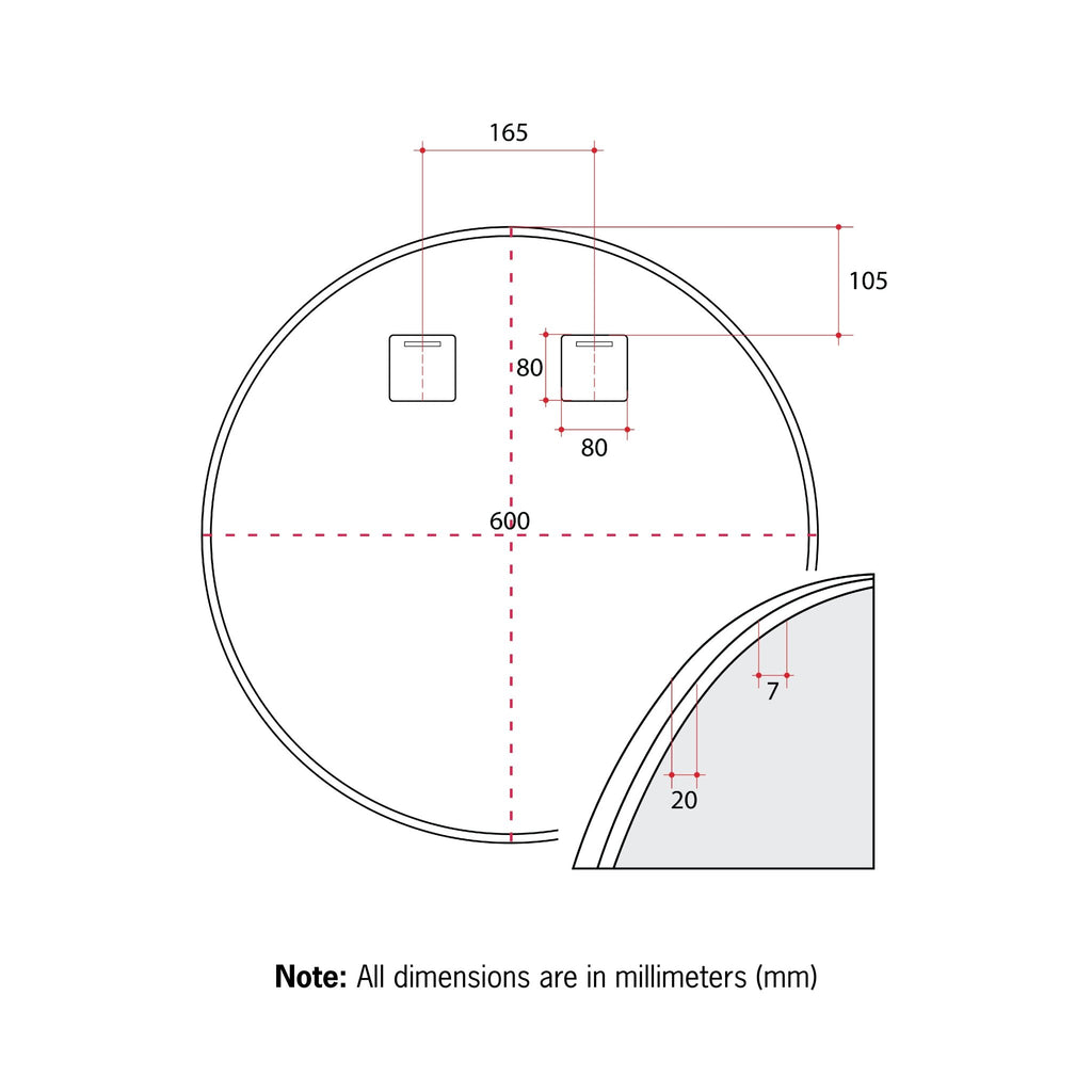 Georgia Round Black Framed Mirror 600/900mm | Thermogroup - Hera Bathware X Thermogroup GR6060W | 600mmMatte White