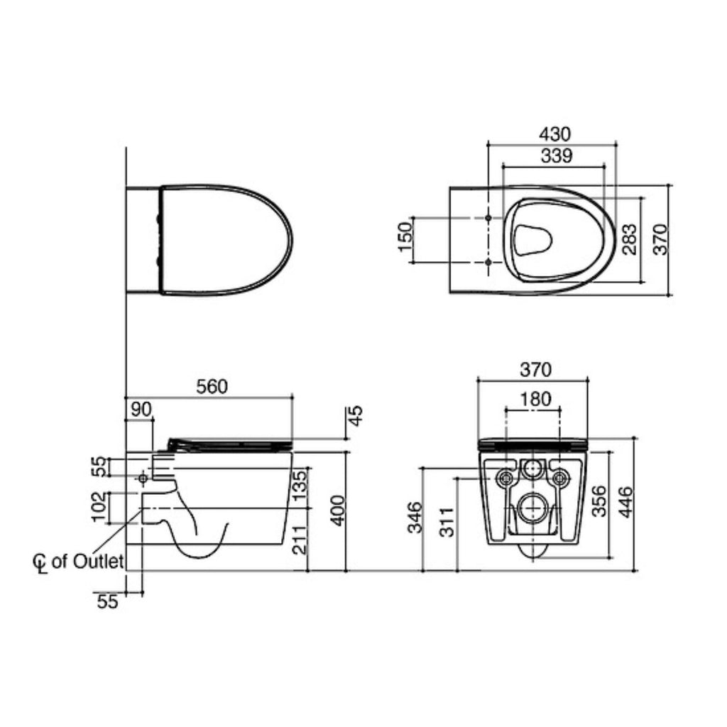 Grande Wall Hung Toilet Pan Only - Hera Bathware X Kohler 22638A - 0 | Parliament VQC Seat