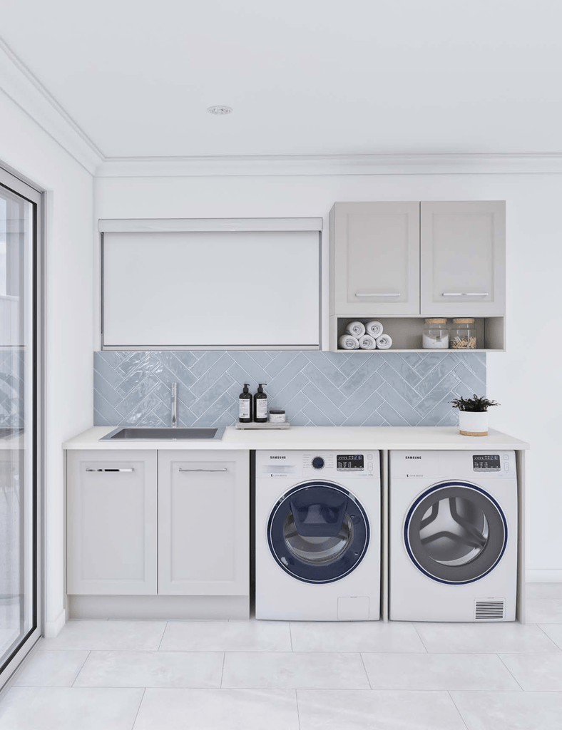 Grey Beige Stain Cabinets Laundry Bundle - Hera Bathware X Timberline |
