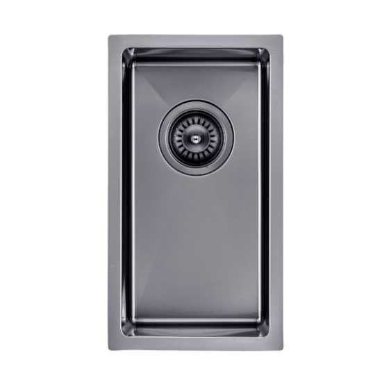 Gun Metal Grey 250x450x215mm 1.2mm Handmade Top/Undermount Single Bowl Kitchen Sink - Hera BathwareGun Metal