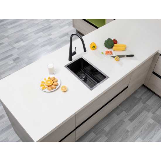 Gun Metal Grey 250x450x215mm 1.2mm Handmade Top/Undermount Single Bowl Kitchen Sink - Hera BathwareGun Metal