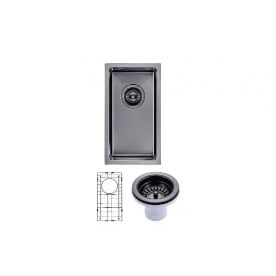 Gun Metal Grey 250x450x215mm 1.2mm Handmade Top/Undermount Single Bowl Kitchen Sink - Hera BathwareGun Metal