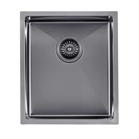 Gun Metal Grey 390x450x215mm 1.2mm Handmade Top/Undermount Single Bowl Kitchen Sink - Hera BathwareGun Metal