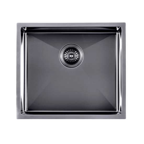 Gun Metal Grey 510x450x230mm 1.2mm Handmade Top/Undermount Single Bowl Kitchen/Laundry Sink - Hera BathwareGun Metal
