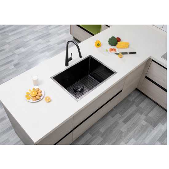 Gun Metal Grey 600x450x300mm 1.2mm Handmade Top/Undermount Single Bowl Kitchen/Laundry Sink - Hera BathwareGun Metal