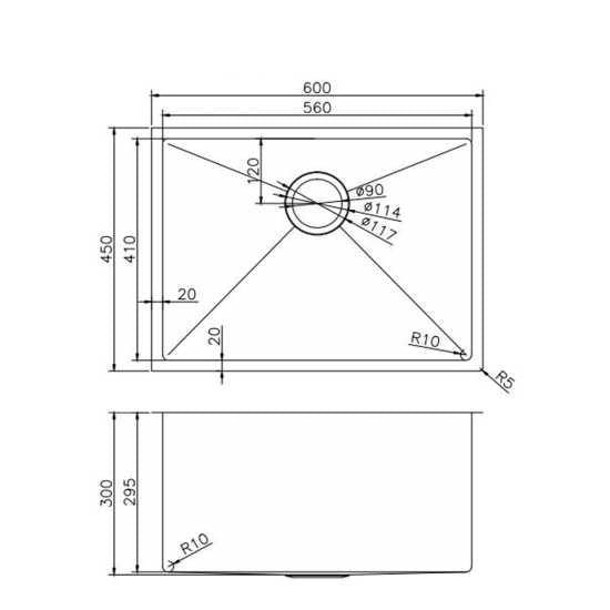 Gun Metal Grey 600x450x300mm 1.2mm Handmade Top/Undermount Single Bowl Kitchen/Laundry Sink - Hera BathwareGun Metal
