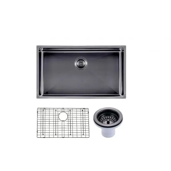 Gun Metal Grey 762x457x254mm 1.2mm Handmade Single Bowl Top/Undermount Kitchen/Laundry Sink - Hera BathwareGun Metal