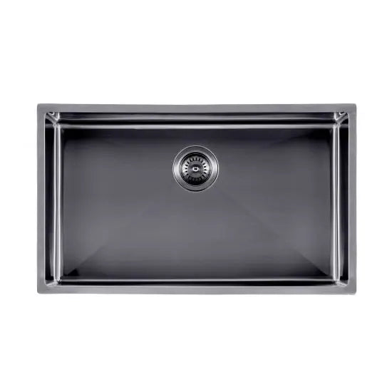 Gun Metal Grey 762x457x254mm 1.2mm Handmade Single Bowl Top/Undermount Kitchen/Laundry Sink - Hera BathwareGun Metal