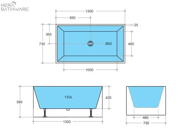 Halo Multifit Bathtub Non Overflow - Hera BathwareGloss White1300mm