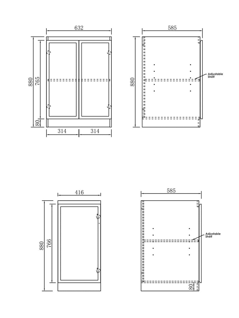 Hampshire Laundry Cabinet with Stone Top and Sink 1060x600x900 - Hera BathwareMatte WhiteNatural Carrara Marble