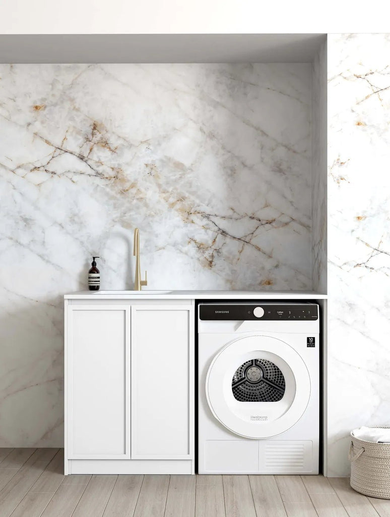 Hampshire Laundry Cabinet with Stone Top and Sink | 1300*600*900mm - Hera BathwareMatte WhitePure White