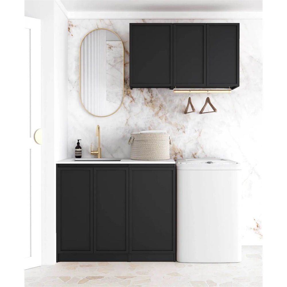 Hampshire Laundry Cabinet with Stone Top and Sink | 1715*600*2100mm - Hera BathwareMatte Black1715A