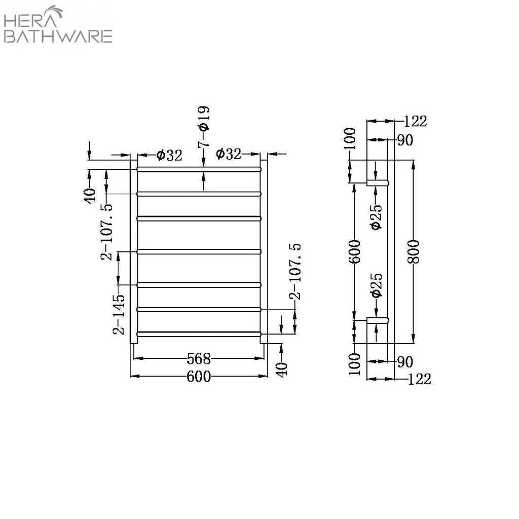 Heated Towel Ladders - Graphite - Hera BathwareGraphite