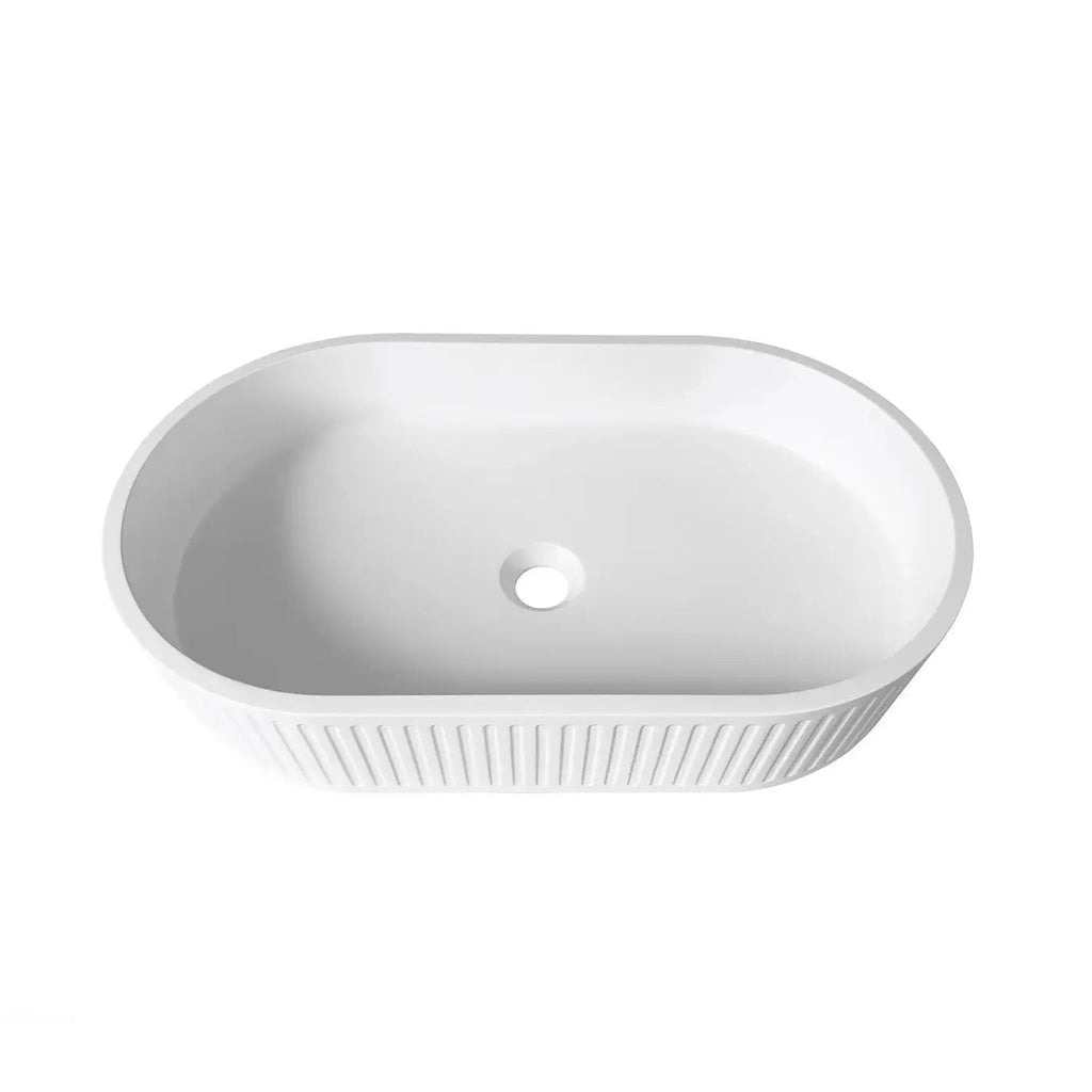 Hudson Oval Concreate White Basin 600mm - Hera Bathware