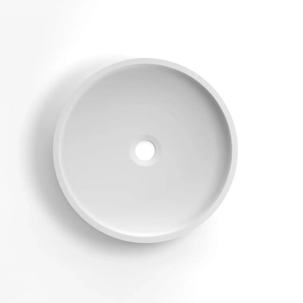 Hudson Round Concreate White Basin 400mm - Hera Bathware