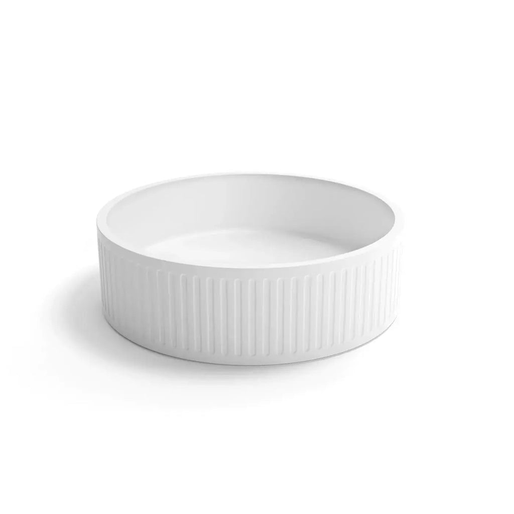 Hudson Round Concreate White Basin 400mm - Hera Bathware