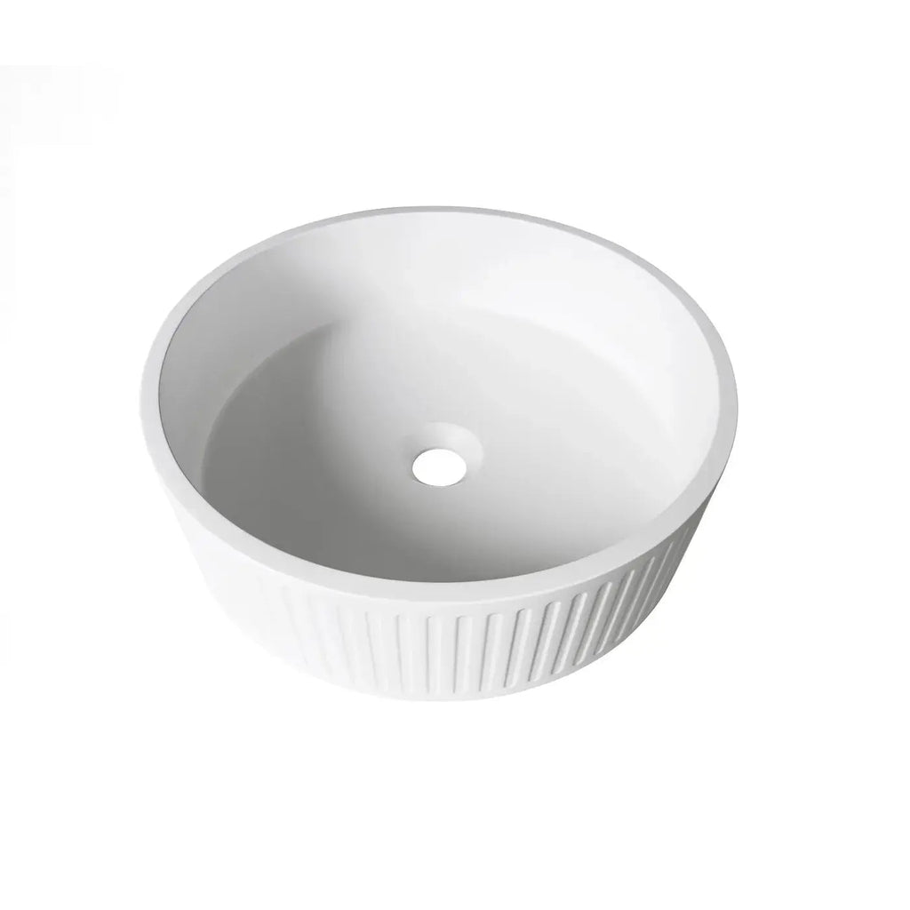 Hudson Round Concreate White Basin 400mm - Hera Bathware