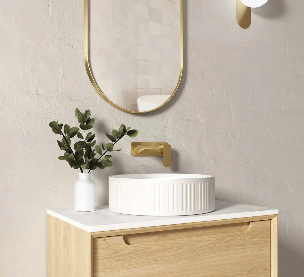Hudson Round Concreate White Basin 400mm - Hera Bathware