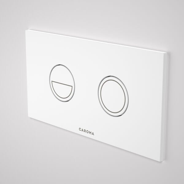 Invisi Series II® Round Dual Flush Plate & Buttons | Caroma - Hera Bathware X Caroma 237088WHWH | (Metal) White Buttons White Plate