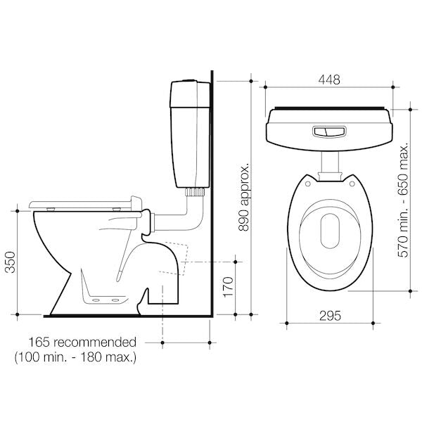 JUNIOR 100 Connector Toilet Suite | CAROMA - Hera BathwareP - Trap