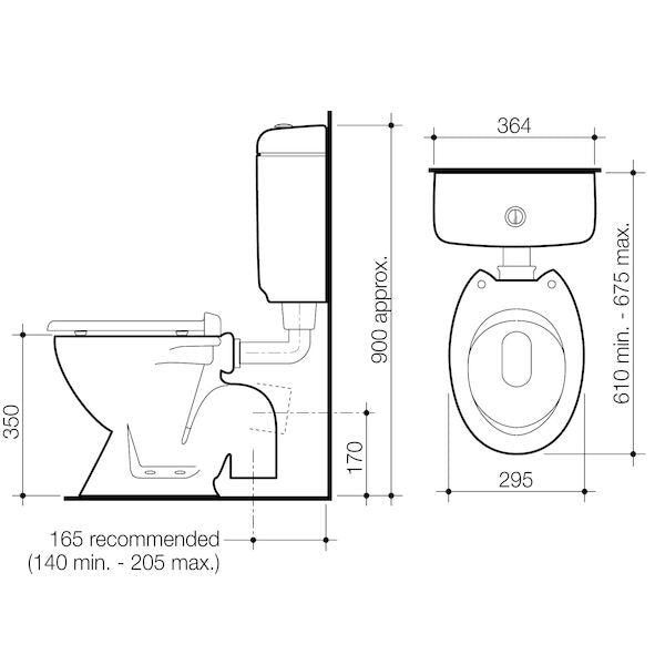 JUNIOR 200 Connector Toilet Suite | CAROMA - Hera BathwareP - Trap