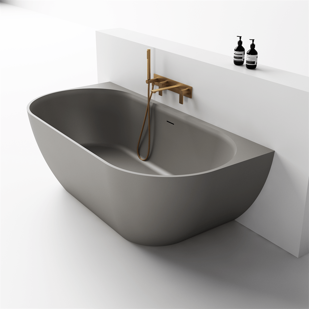 Justina Back - to - Wall Oval Bath 1500/1700mm - Hera Bathware X Toka Lite | 1520mmBrown Grey