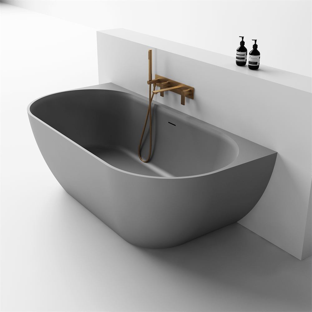 Justina Back - to - Wall Oval Bath 1500/1700mm - Hera Bathware X Toka Lite | 1520mmConcrete Grey