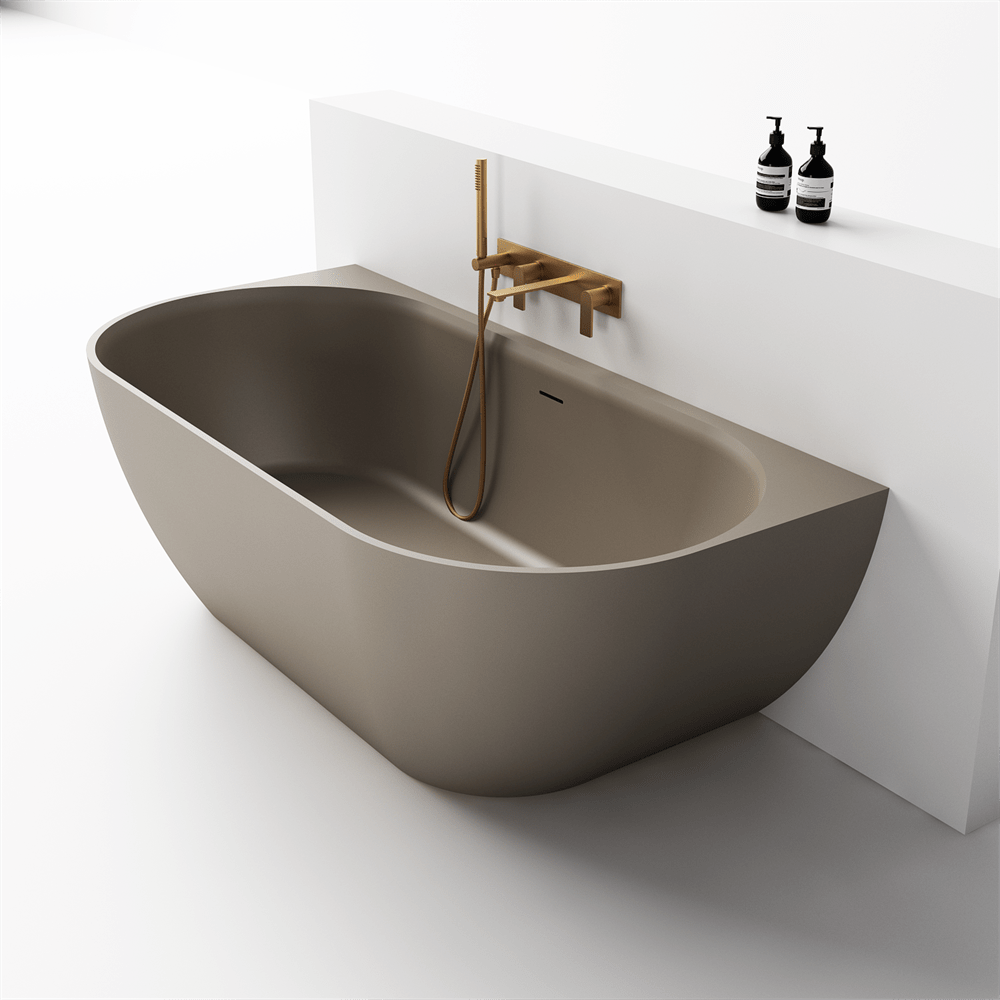 Justina Back - to - Wall Oval Bath 1500/1700mm - Hera Bathware X Toka Lite | 1520mmKhaki