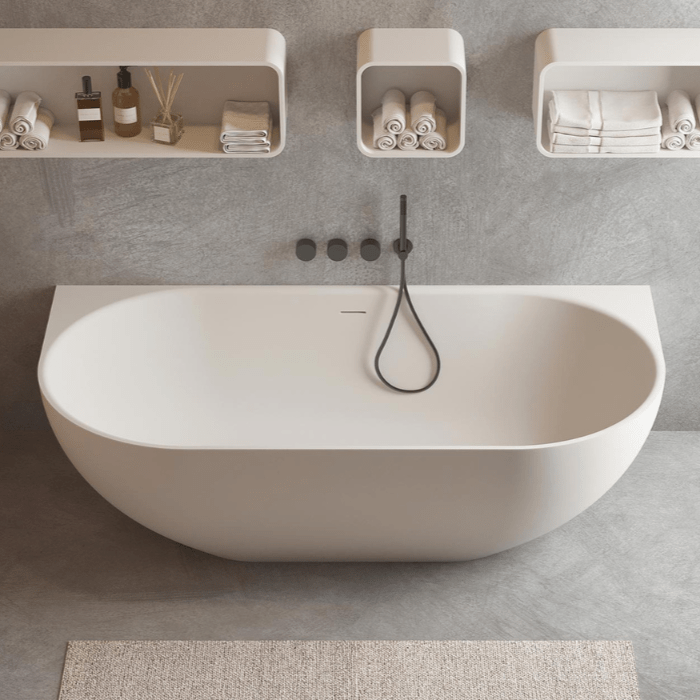 Justina Back - to - Wall Oval Bath 1500/1700mm - Hera Bathware X Toka Lite | 1520mmWhite