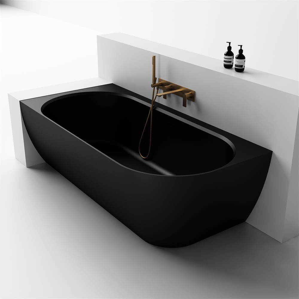 Justina Corner Oval Bath 1520/1750mm | Left/Right Corner - Hera Bathware X Toka Lite | 1750mm Corner to LeftBlack