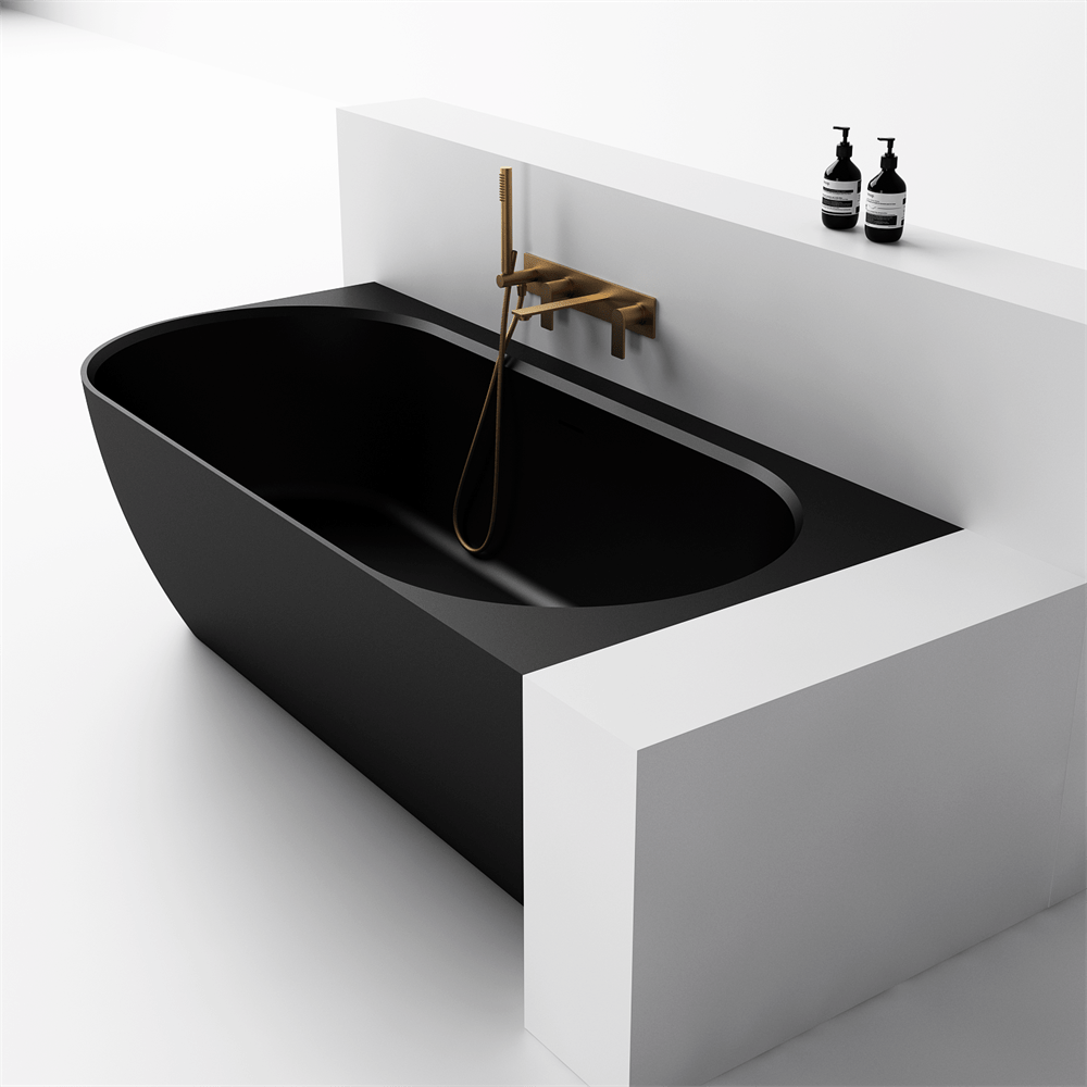 Justina Corner Oval Bath 1520/1750mm | Left/Right Corner - Hera Bathware X Toka Lite | 1750mm Corner to RightBlack