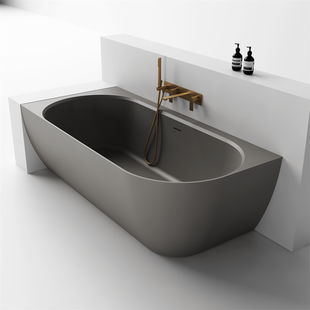 Justina Corner Oval Bath 1520/1750mm | Left/Right Corner - Hera Bathware X Toka Lite | 1750mm Corner to LeftBrown Grey