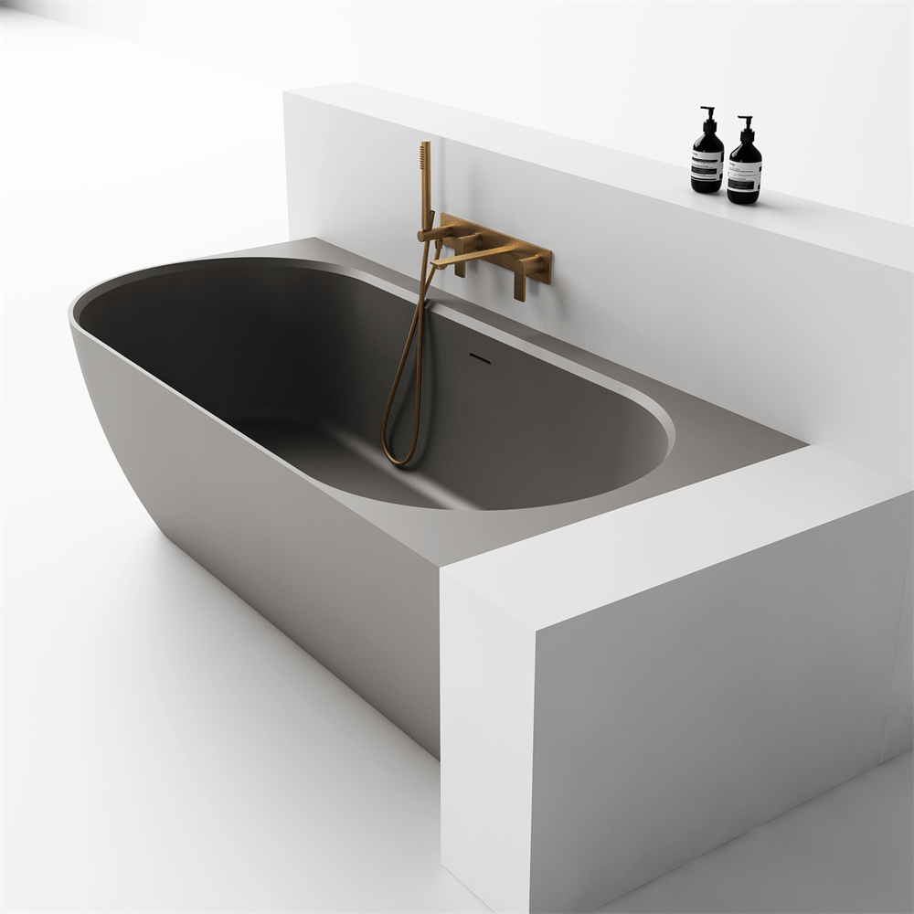 Justina Corner Oval Bath 1520/1750mm | Left/Right Corner - Hera Bathware X Toka Lite | 1750mm Corner to RightBrown Grey
