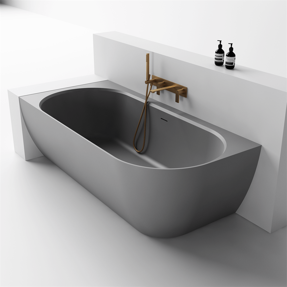 Justina Corner Oval Bath 1520/1750mm | Left/Right Corner - Hera Bathware X Toka Lite | 1750mm Corner to LeftConcrete Grey