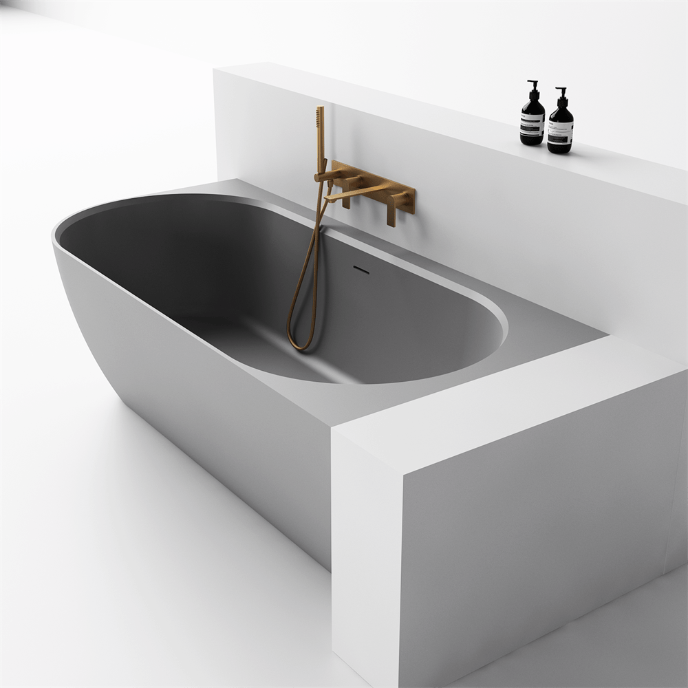 Justina Corner Oval Bath 1520/1750mm | Left/Right Corner - Hera Bathware X Toka Lite | 1750mm Corner to RightConcrete Grey