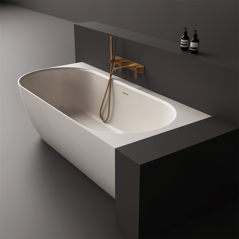 Justina Corner Oval Bath 1520/1750mm | Left/Right Corner - Hera Bathware X Toka Lite | 1750mm Corner to RightCream