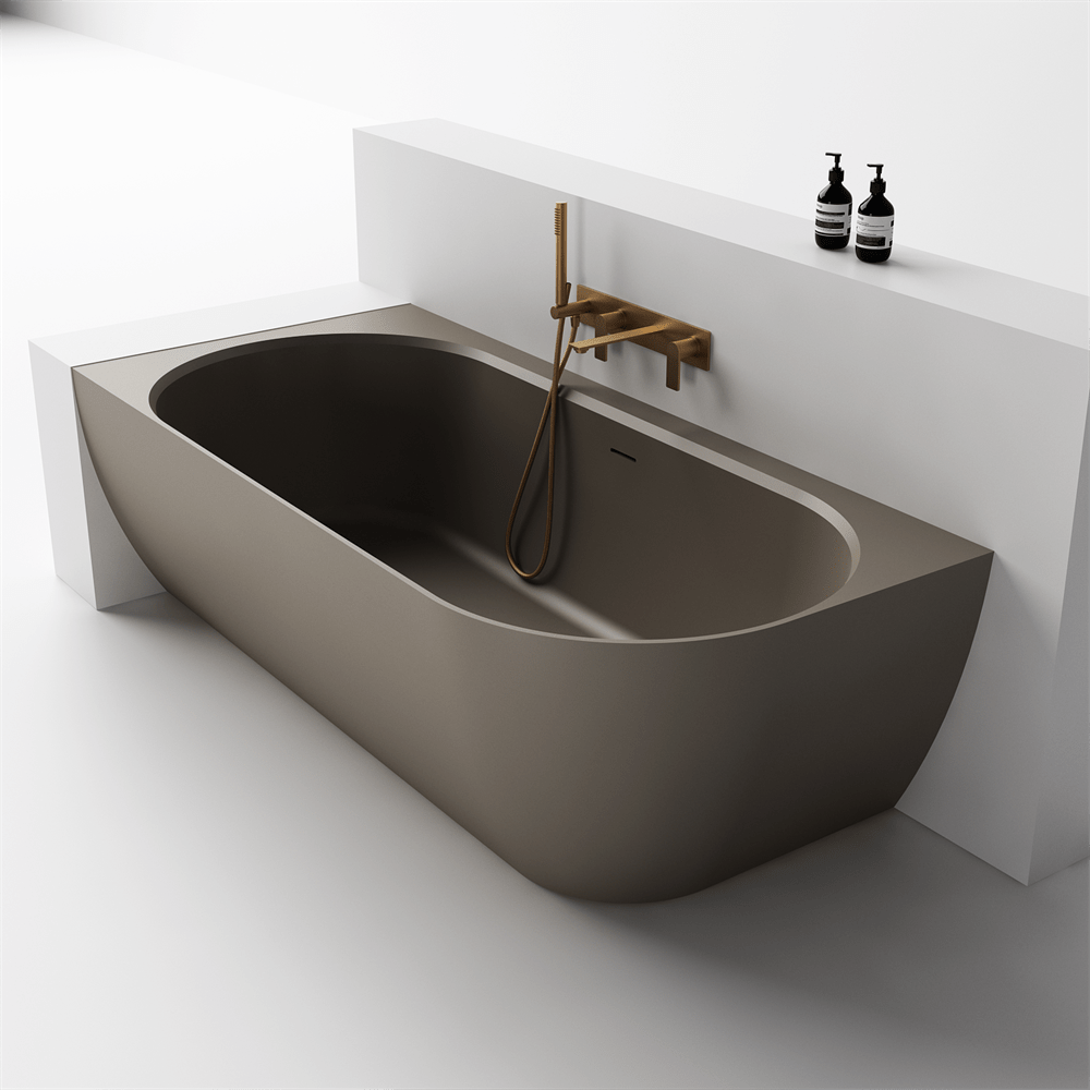 Justina Corner Oval Bath 1520/1750mm | Left/Right Corner - Hera Bathware X Toka Lite | 1750mm Corner to LeftKhaki
