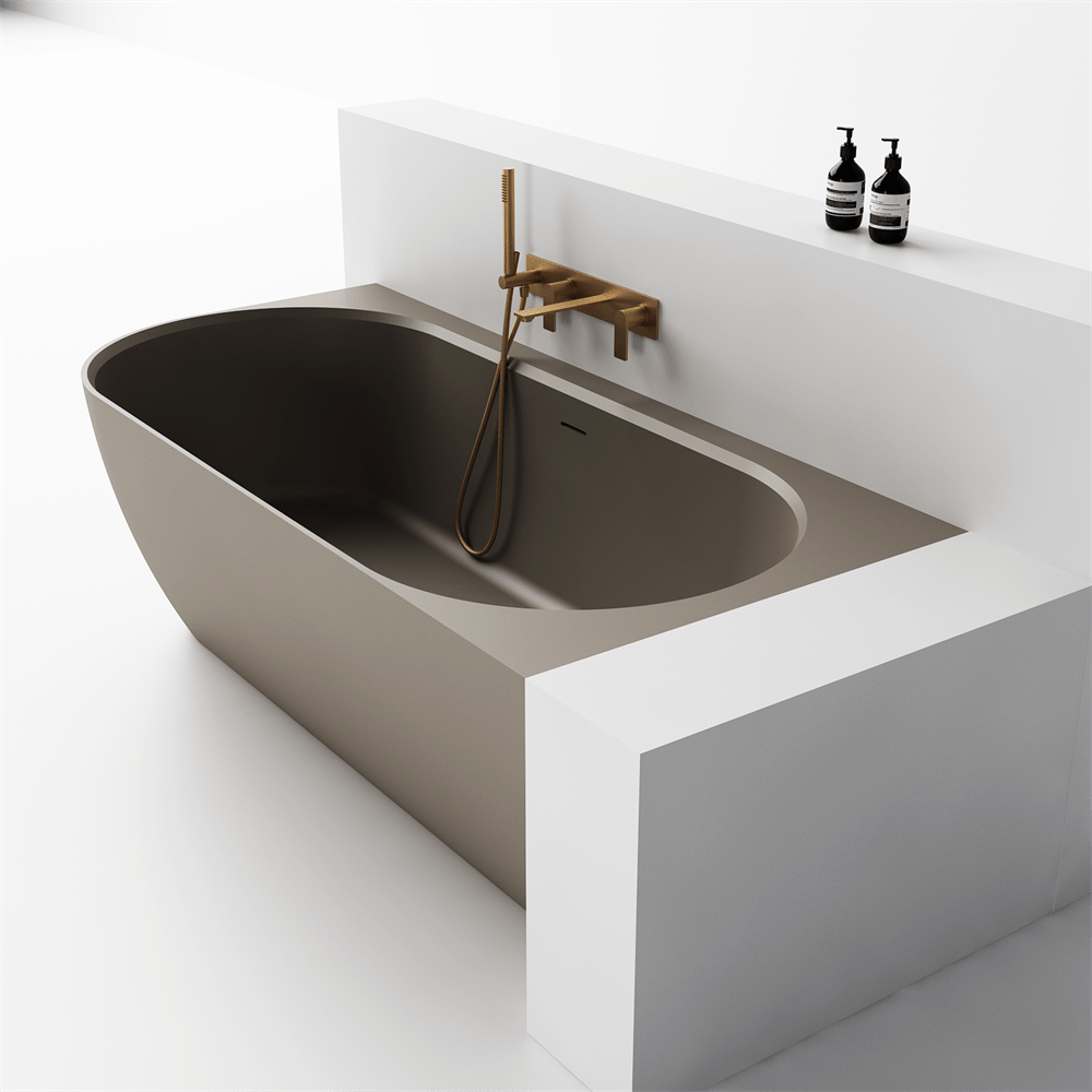 Justina Corner Oval Bath 1520/1750mm | Left/Right Corner - Hera Bathware X Toka Lite | 1750mm Corner to RightKhaki