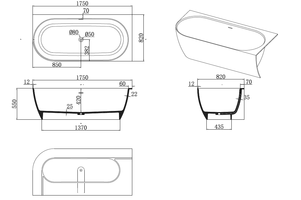 Justina Corner Oval Bath 1520/1750mm | Left/Right Corner - Hera Bathware X Toka Lite | 1520mm Corner to LeftWhite