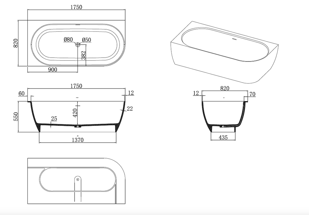 Justina Corner Oval Bath 1520/1750mm | Left/Right Corner - Hera Bathware X Toka Lite | 1520mm Corner to LeftWhite