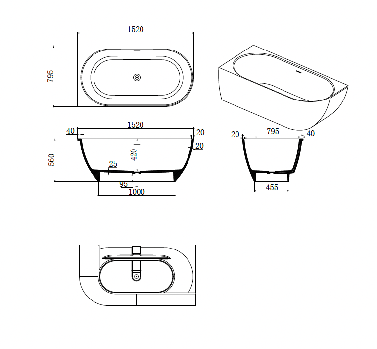 Justina Corner Oval Bath 1520/1750mm | Left/Right Corner - Hera Bathware X Toka Lite | 1520mm Corner to LeftWhite