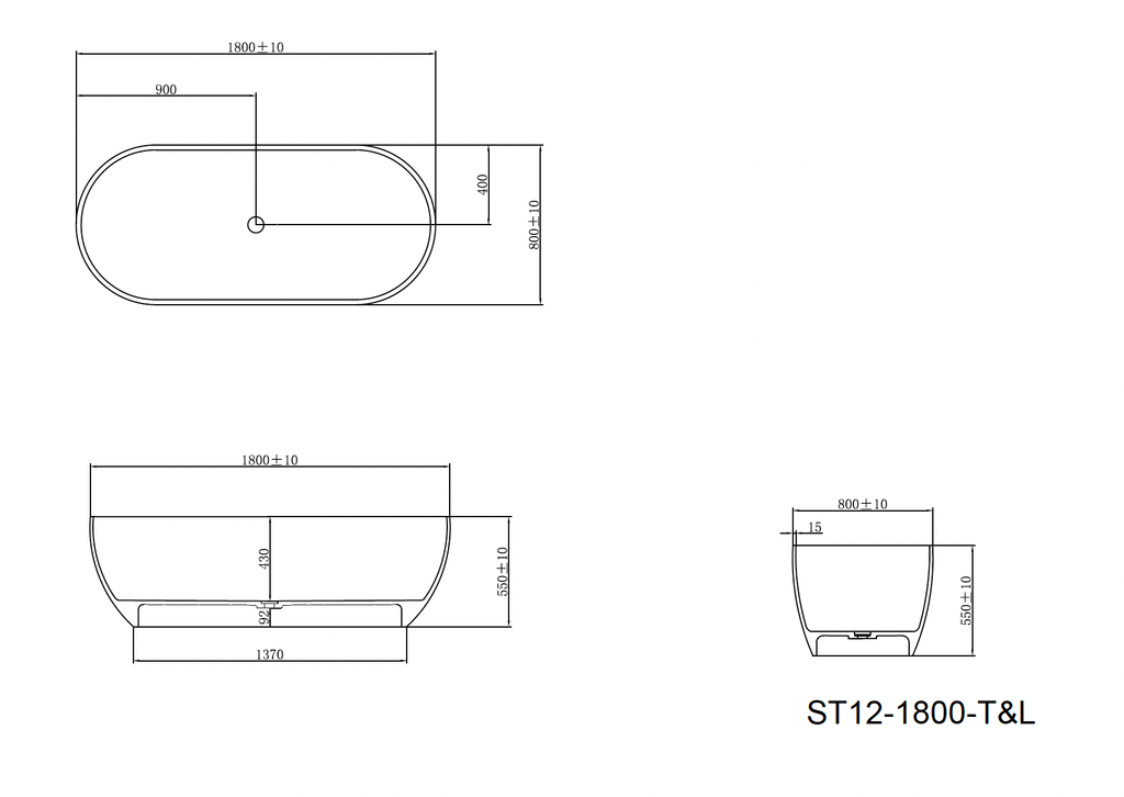 Justina Slimline Large Bath 1500/1700/1800mm - Hera Bathware X Toka Lite ST12 T 1800 | 1500mmWhite