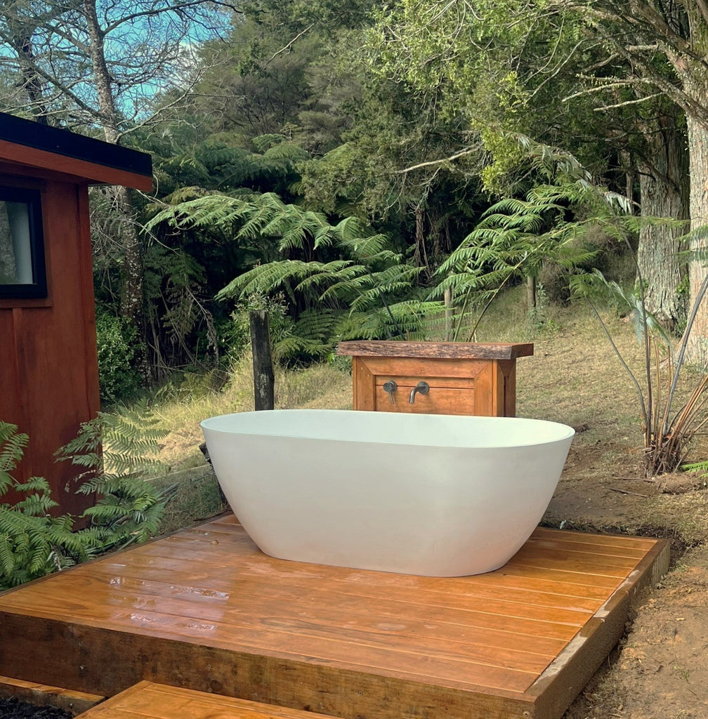 Justina Stone Bath - Outdoor Bath - 1800mm - ST12 1800 - Hera Bathware X Toka Lite | White