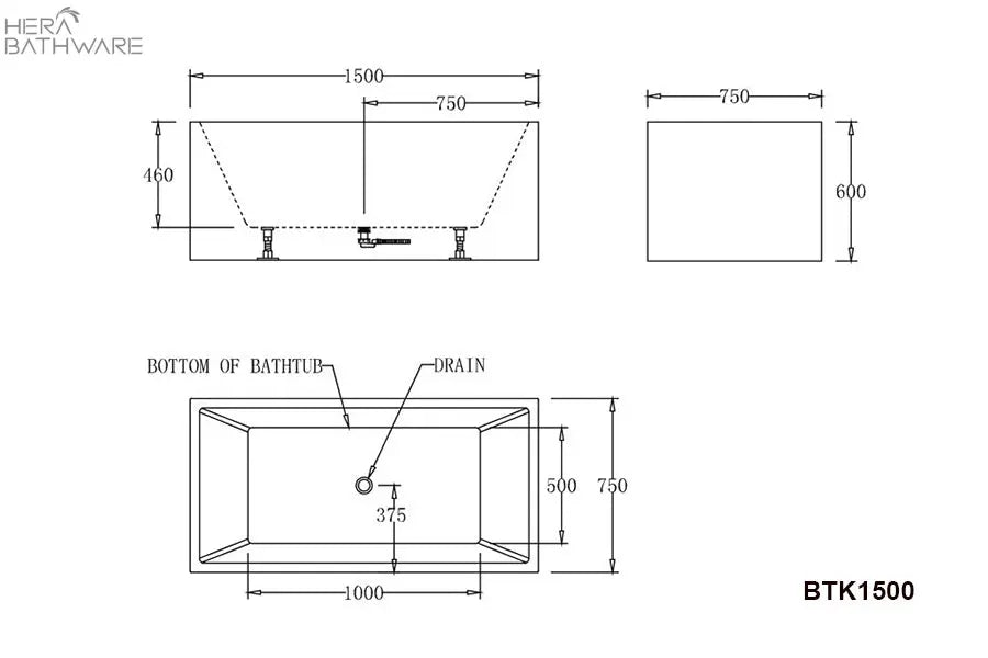 Kansas Corner Bathtub - Hera Bathware1500mmGloss White