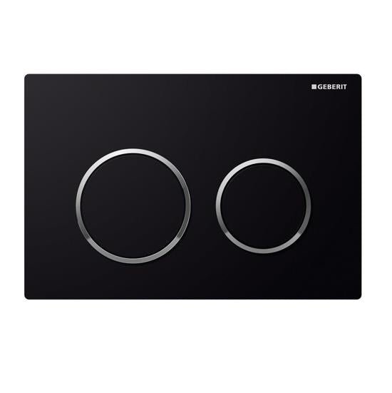 Kappa21 Dual Flush Button Round |Geberit - Hera BathwareBlack with Chrome Trim