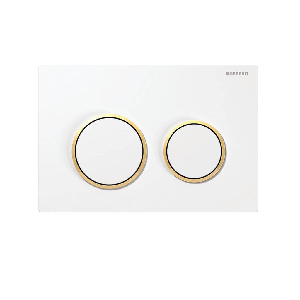 Kappa21 Dual Flush Button Round |Geberit - Hera BathwareWhite Plate with Gold Trim